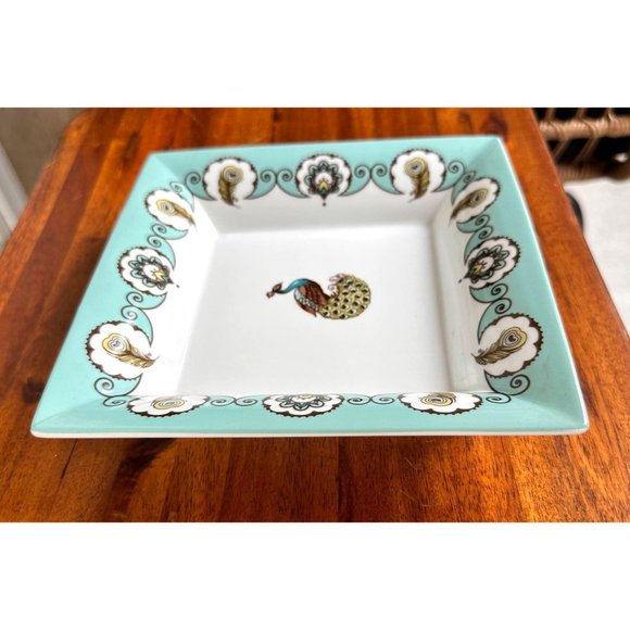 NWT Vera Bradley Peacock Dish My Home Andrea Sadek Turquoise Square - Picture 7 of 12
